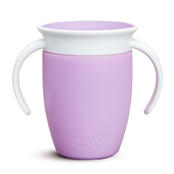 Vaso Antiderrame con Asa Miracle 360º Lila · Munchkin