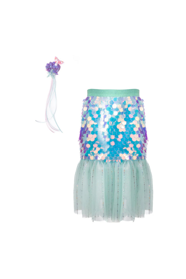 Bling Bling Falda y diadema Sirena Mint · Great Pretenders (4-6 años)