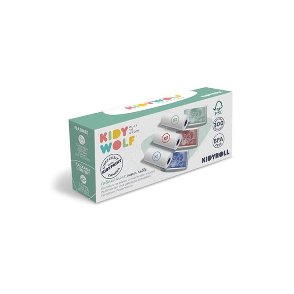 Papel térmico colores para Kidyprint (5 rollos) · Kidywolf