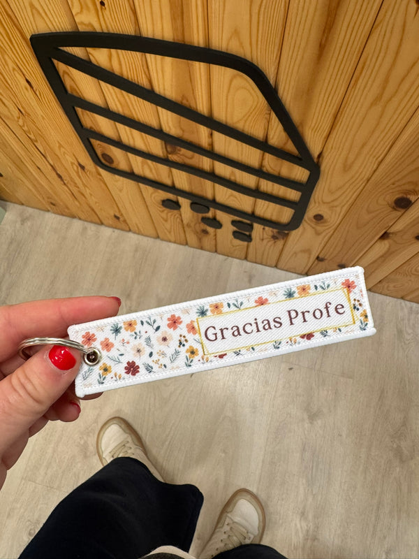 Llavero loneta personalizado · Country Flowers