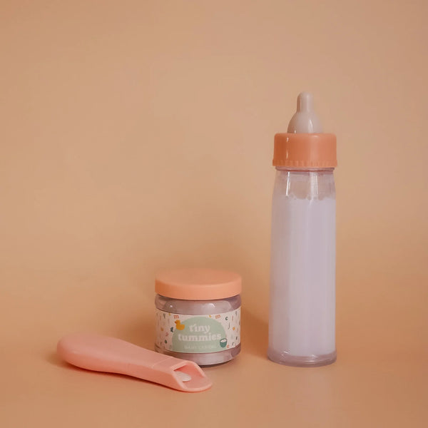 Biberon Mágico y Potito con cuchara para muñecos · Tiny Harlow