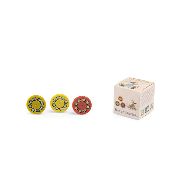 Caja 3 discos para linterna proyector · Trois petits lapins