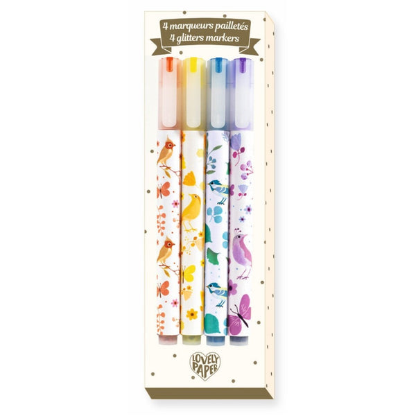 Estuche 4 rotuladores con brillos Tinou · Lovely Paper