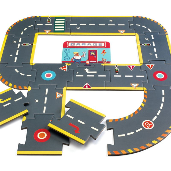 Crazy Motors Circuit de ville Puzzle gigante · DJECO
