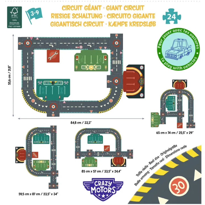Crazy Motors Circuit de ville Puzzle gigante · DJECO - Bizcocho de Yogur