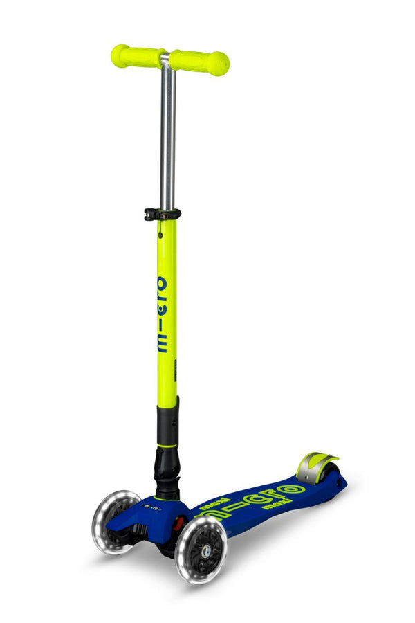 Patinete Maxi Deluxe Plegable Neón LED · Azul/Amarillo
