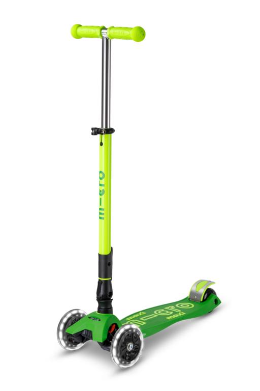 Patinete Maxi Deluxe Plegable Neón LED · Verde/Amarillo