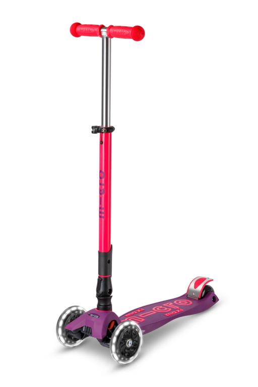 Patinete Maxi Deluxe Plegable Neón LED · Lila/Rosa
