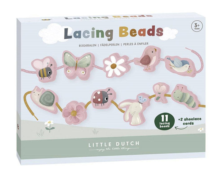 Figuras madera para enlazar cordones Flores y Mariposas · Little Dutch - Bizcocho de Yogur