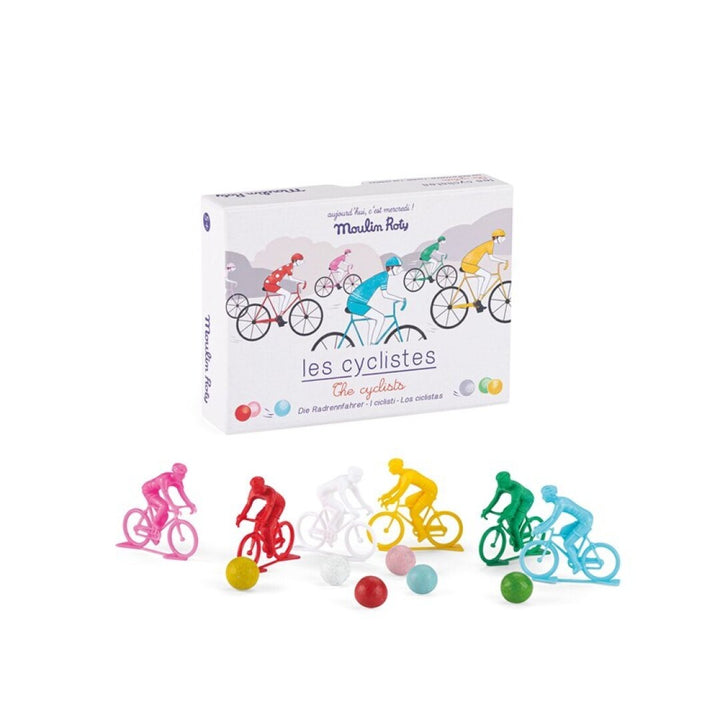 Juego de 6 ciclistas con canicas Mercredi · Moulin Roty - Bizcocho de Yogur