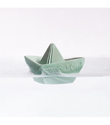 Juguete para el baño mordedor Barco Origami Menta - Bizcocho de Yogur