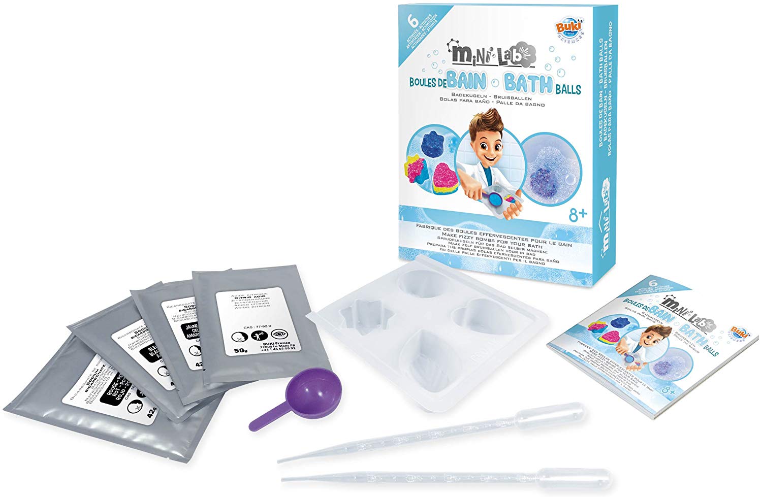 Buki France Bola De Plasma De 13 Cm – Lámpara Decorativa Con Efectos Eléctricos, Reacciona Al Tacto Y Al Sonido, Incluye 5 Experiencias, Para Mayores De 14 Años
