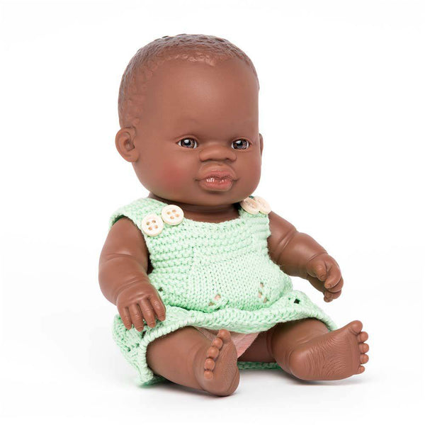 Muñeca niña africana de 21 cm con vestido forest - Bizcocho de Yogur