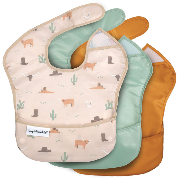 Pack 3 baberos impermeables Cowboy Orange Sage · Tiny Twinkle - Bizcocho de Yogur