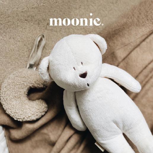 Peluche Luz-Sonido Oso Orgánico Moonie Sand Natur - Bizcocho de Yogur