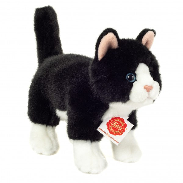Cat standing black/white 20 cm · Hermann Teddy