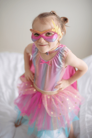 Pink Super Duper Tutú, capa y máscara · Great Pretenders 4-6 años - Bizcocho de Yogur