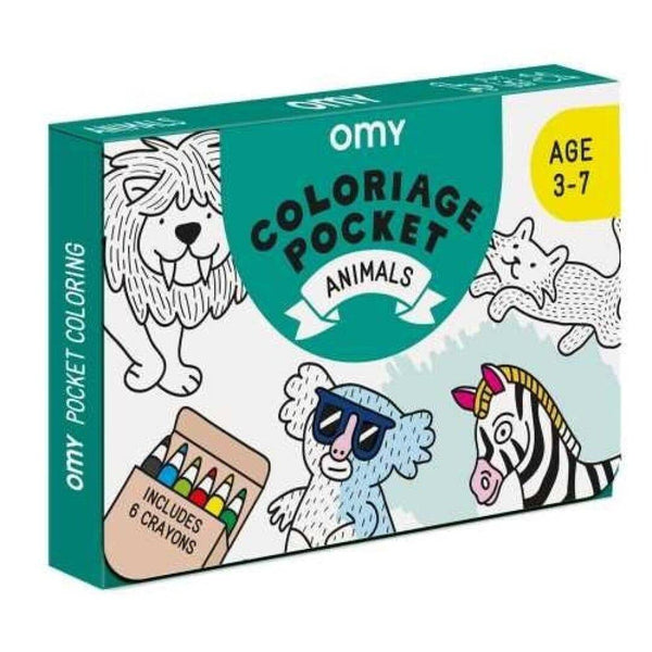Pocket OMY Animals para colorear + 6 lápices colores - Bizcocho de Yogur