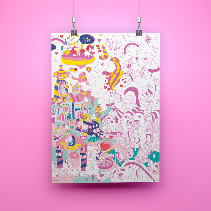 Poster XL Unicornio para colorear 100x70 · OMY - Bizcocho de Yogur
