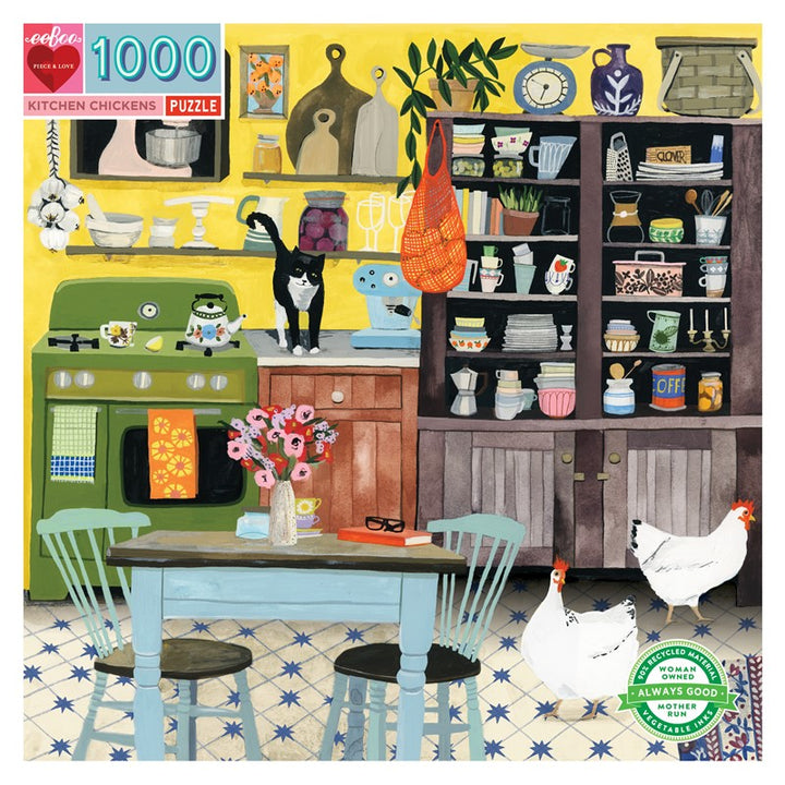 Puzzle 1000 piezas Pollos en la Cocina - Bizcocho de Yogur