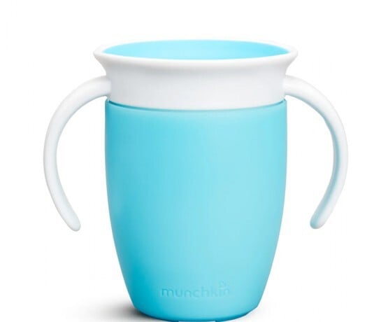 Vaso Antiderrame con Asa Miracle 360º Azul pastel · Munchkin
