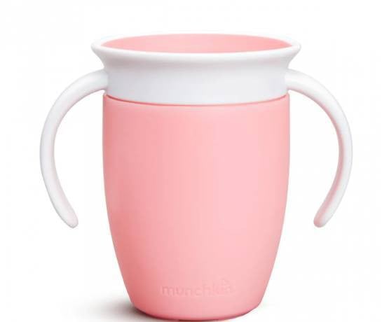 Vaso Antiderrame con Asa Miracle 360º Rosa pastel · Munchkin