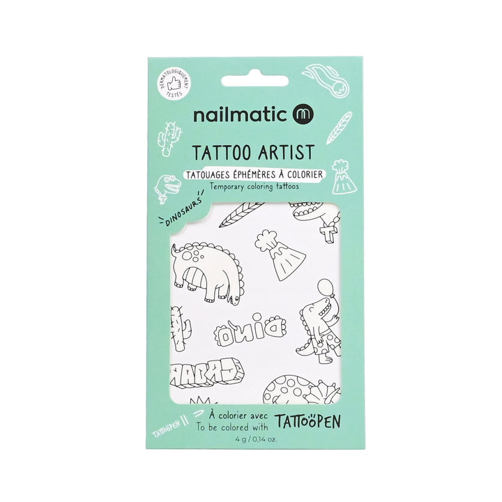 Tattopen tatuaje para colorear Dinosaurios · Nailmatic - Bizcocho de Yogur