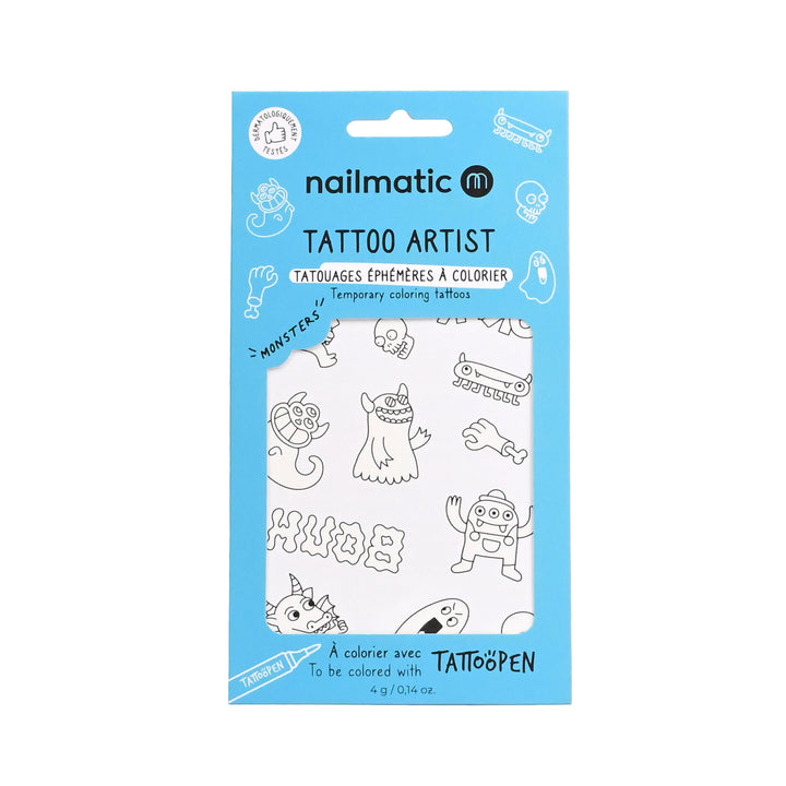 Tattopen tatuaje para colorear Monstruos · Nailmatic - Bizcocho de Yogur