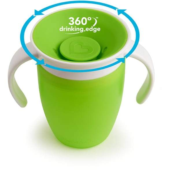 Vaso Antiderrame con Asa Miracle 360º Verde · Munchkin - Bizcocho de Yogur